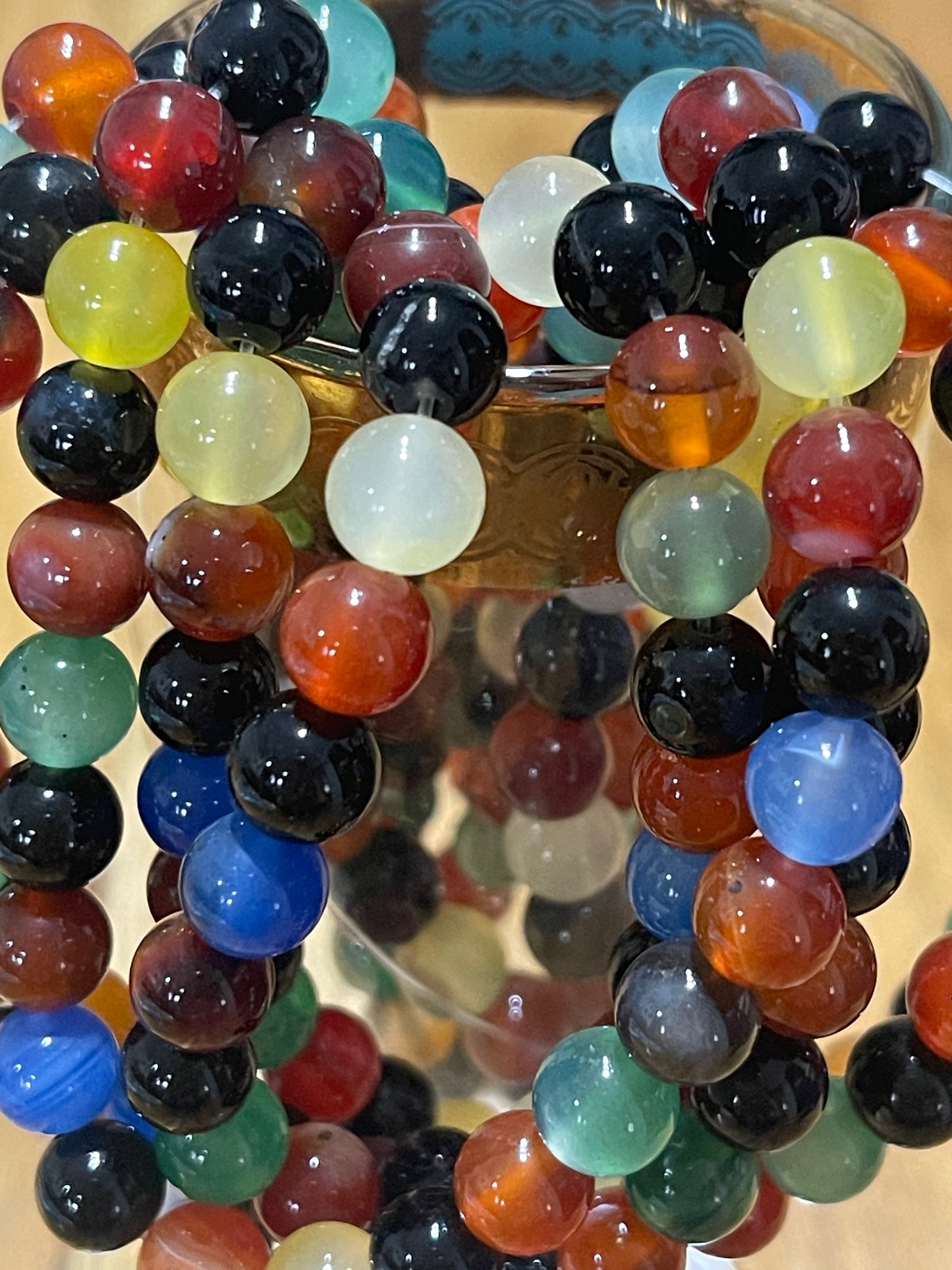 AGATE 8MM ROUND MULTICOLOR 48 PCS PER 1 STRAND