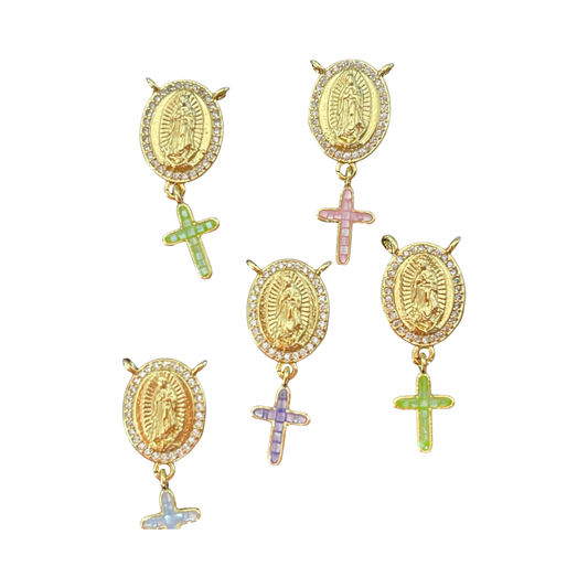 ROSARY CENTER WITH MOTHER OF PEARL CROSS GOLD PLATE 18KT 1PC