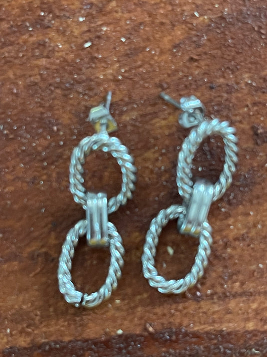 DANGLE EARRING STAINLESS STEEL OVAL LINKS 1 PAIR