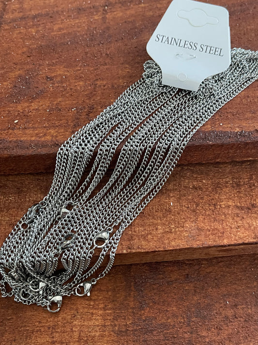 NECKLACE CURB CHAIN 2.2MM STAINLESS STEEL 17.7 INCHES 1 PC