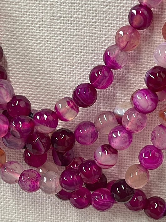 AGATE 8MM ROUND FACETED CAMELLIA 48 PCS PER 1 STRAND