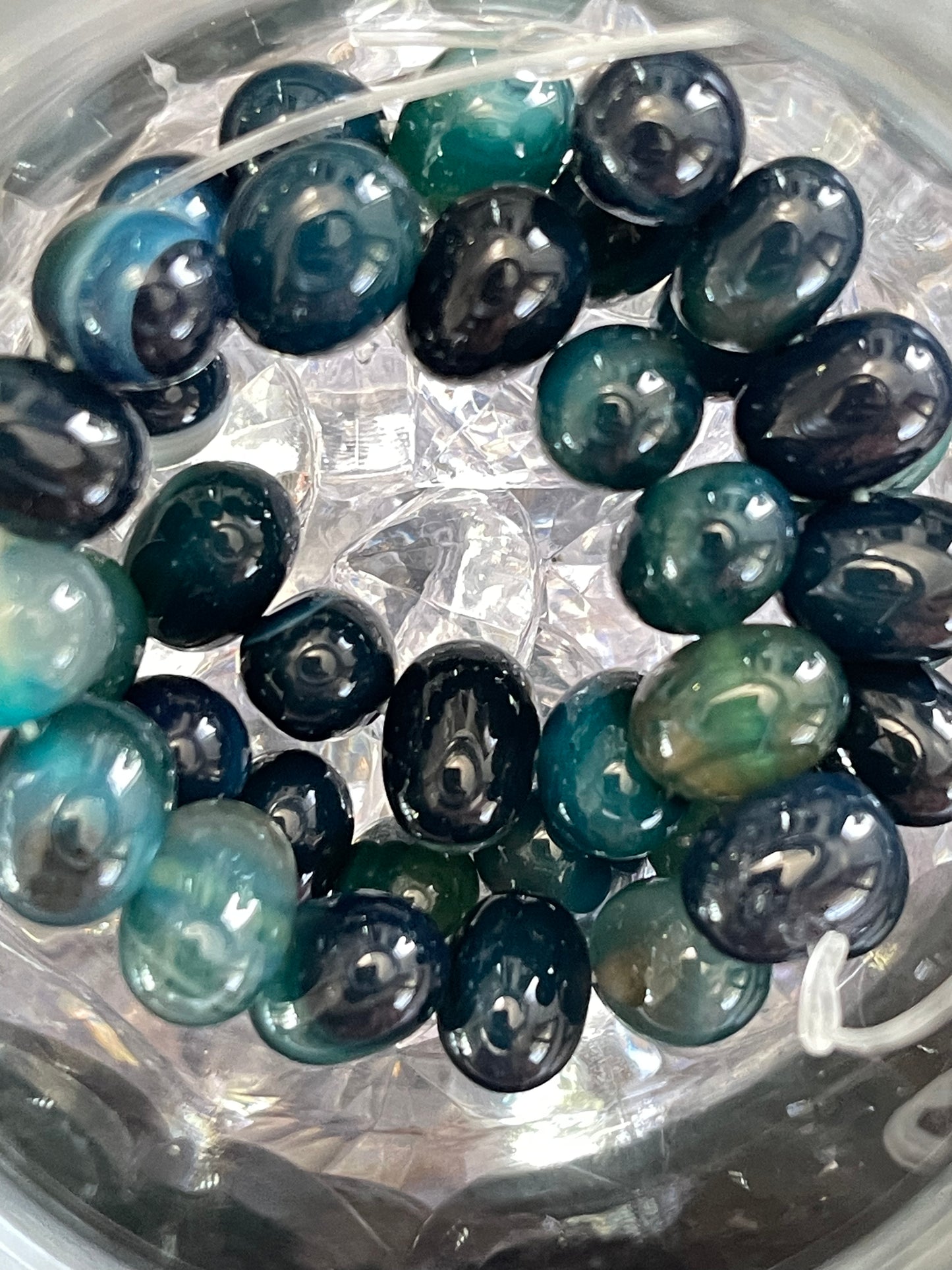 AGATE12-14MM Egg shape PRUSSIAN BLUE 19-20 PCS PER 1 STRAND
