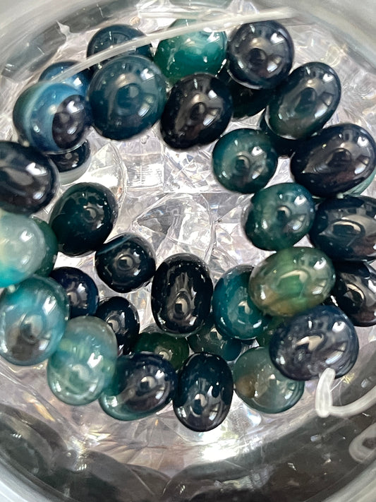 AGATE12-14MM Egg shape PRUSSIAN BLUE 19-20 PCS PER 1 STRAND