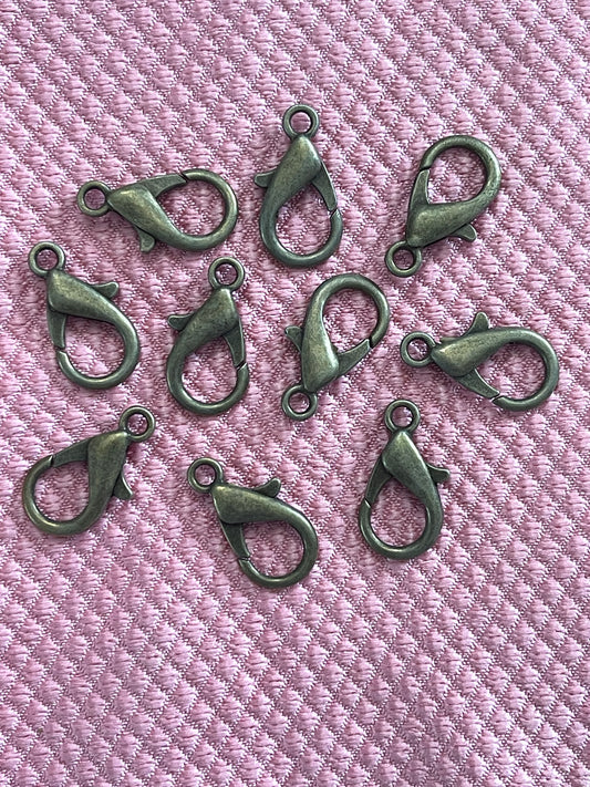 LOBSTER CLASP 21X12MM ANTIQUE BRONZE 10 PC