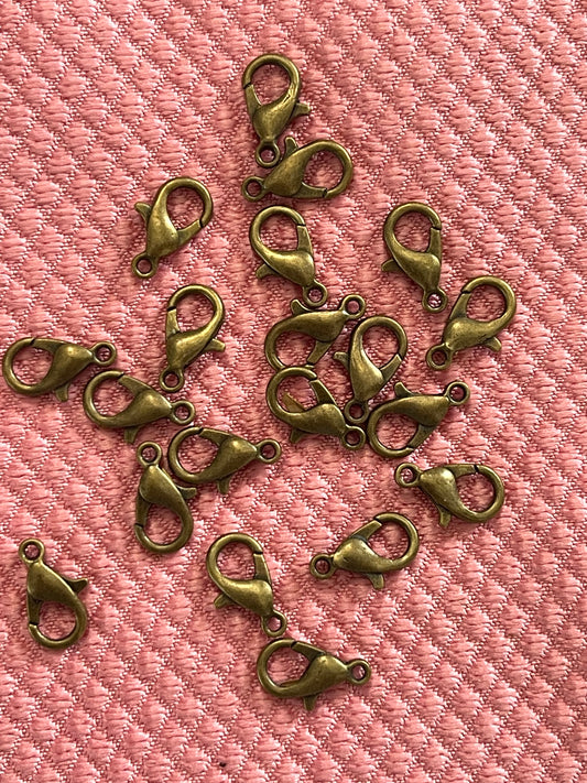 LOBSTER CLASP 12X7MM  ANTIQUE BRONZE 20 PC