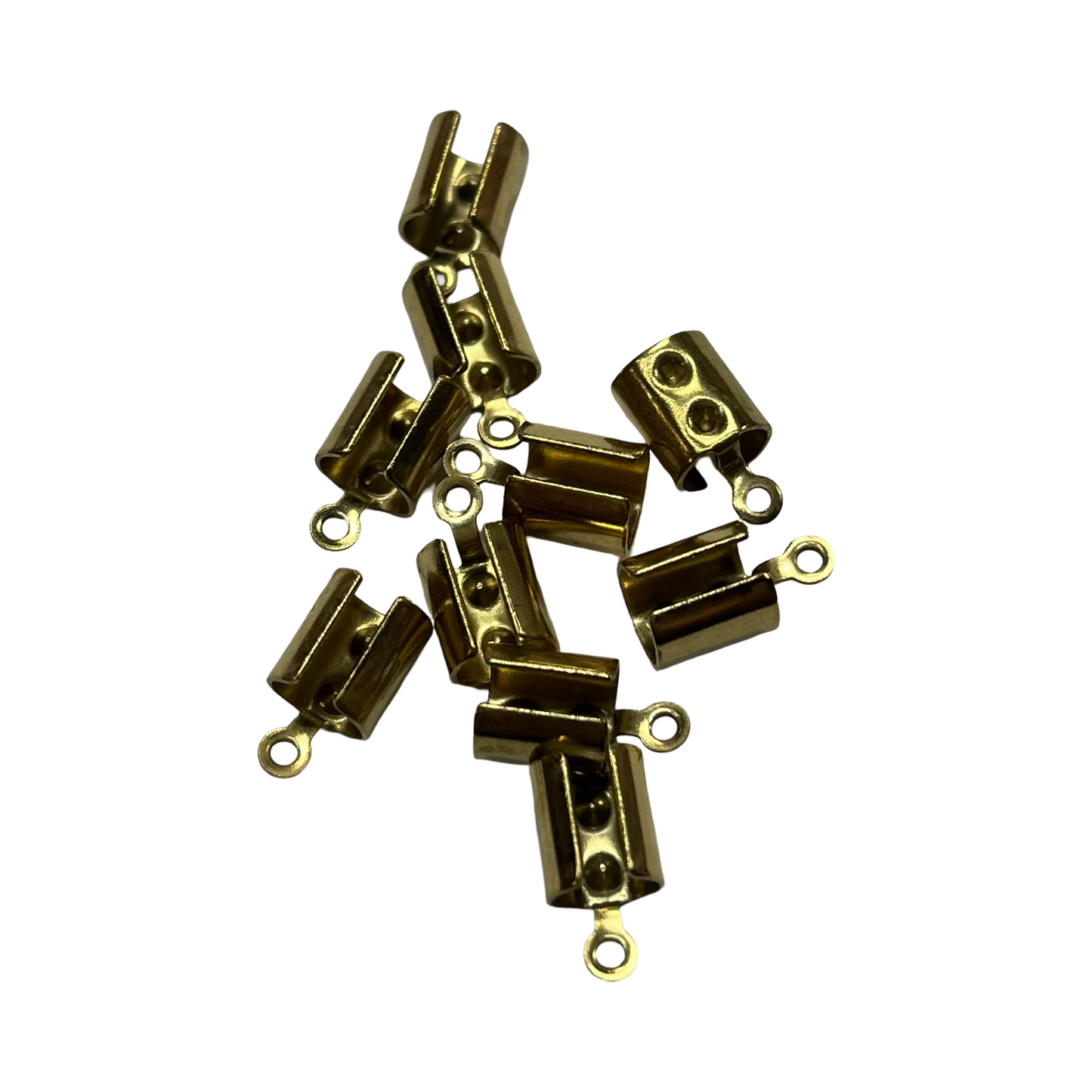 FOLDING CRIMP END 7X4MM STAINLESS STEEL GOLD PLATE 20 PC