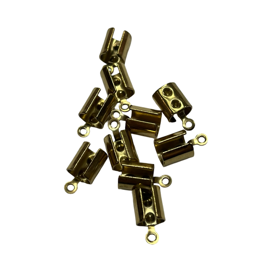 FOLDING CRIMP END 7X4MM STAINLESS STEEL GOLD PLATE 20 PC