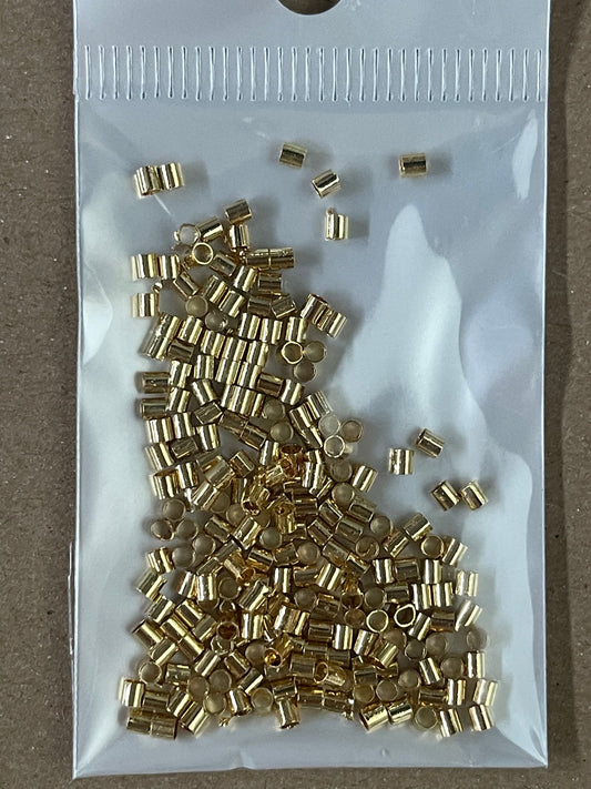 CRIMP BEAD TUBE 2X2MM GOLD PLATE 18 KT 4 GRAMS