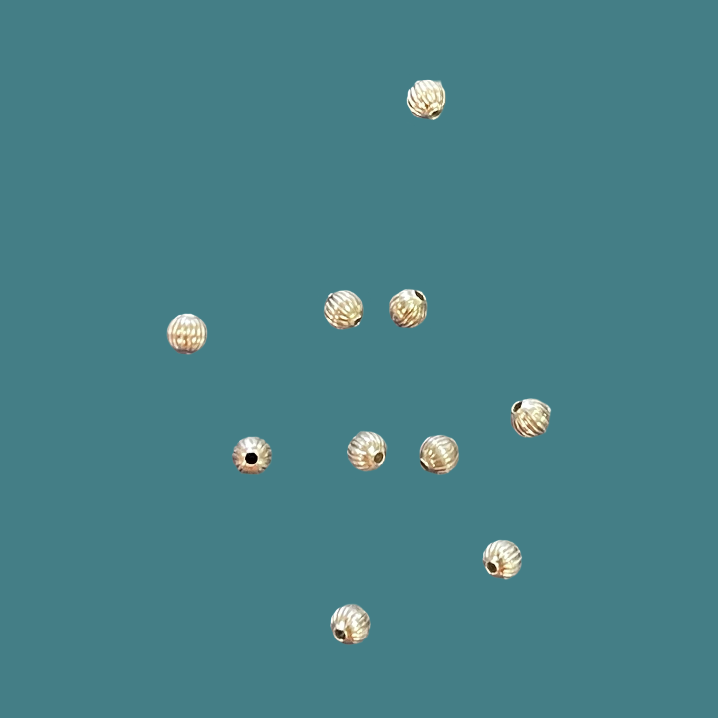 BEAD STERLING SILVER 3MM ROUND CORRUGATED 10PC