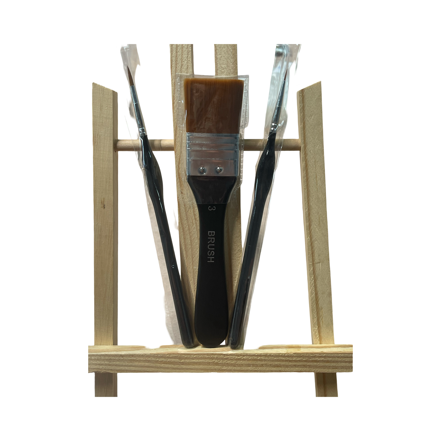 BRUSH SET NYLON 2 ROUNDS 1 FLAT 1.5 IN 3 PCS