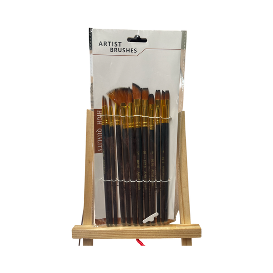 BRUSH SET NYLON ROUND, FAN, ANGULAR, FILBERT, FLAT 12 PCS