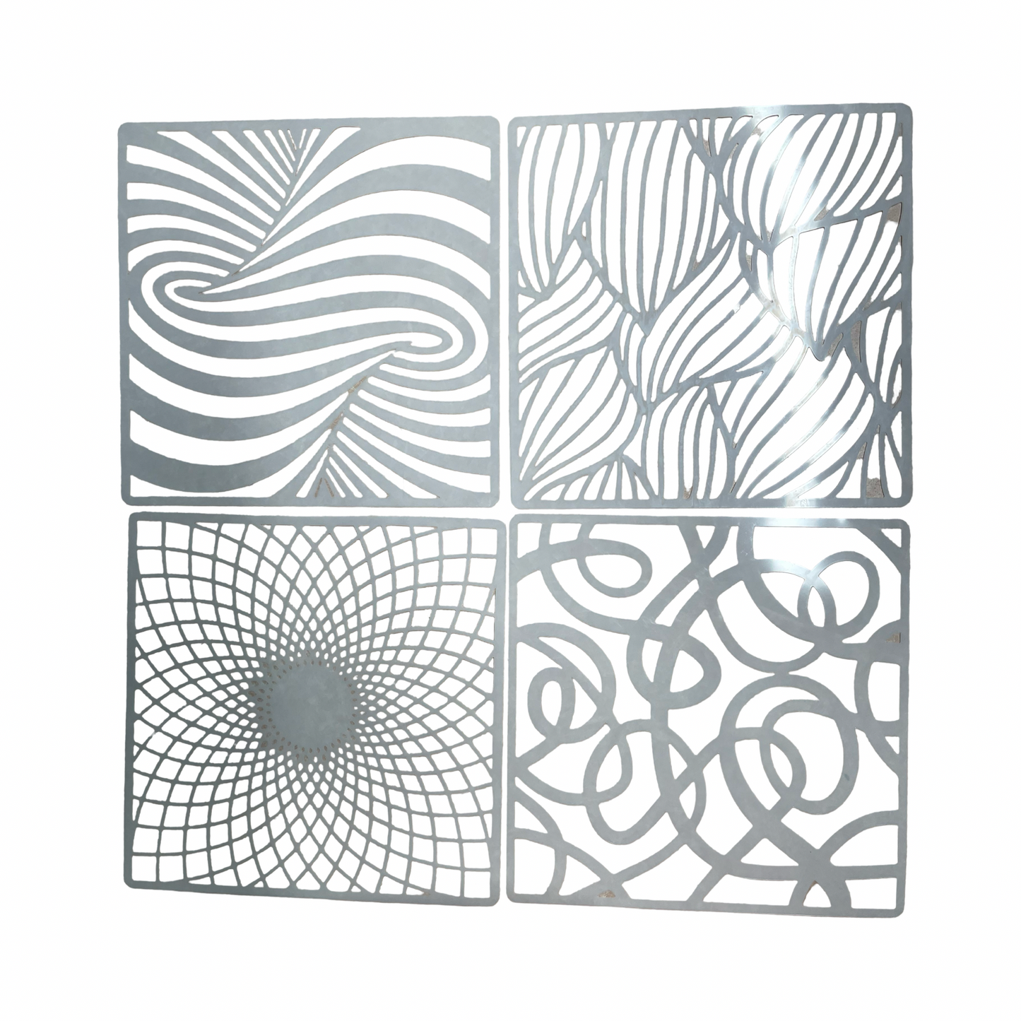 STENCIL SET HOJAS Y ABSTRACTOS SET DE 4 PIEZAS.