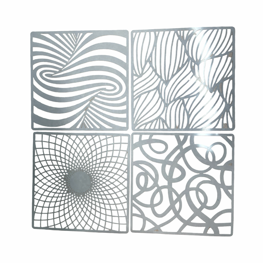 STENCIL SET HOJAS Y ABSTRACTOS SET DE 4 PIEZAS.