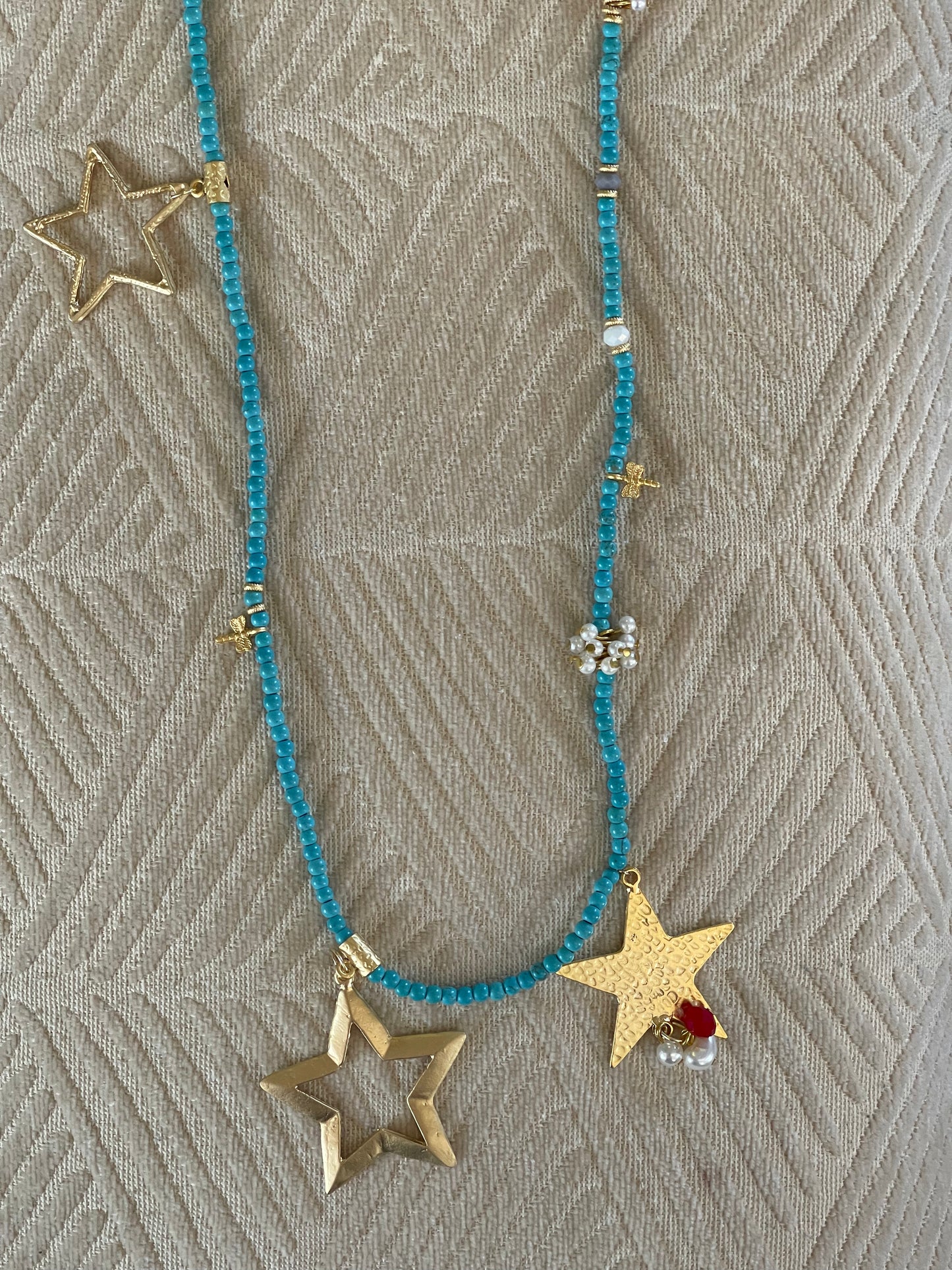 NECKLACE TURQUOISE GOLD MATTE