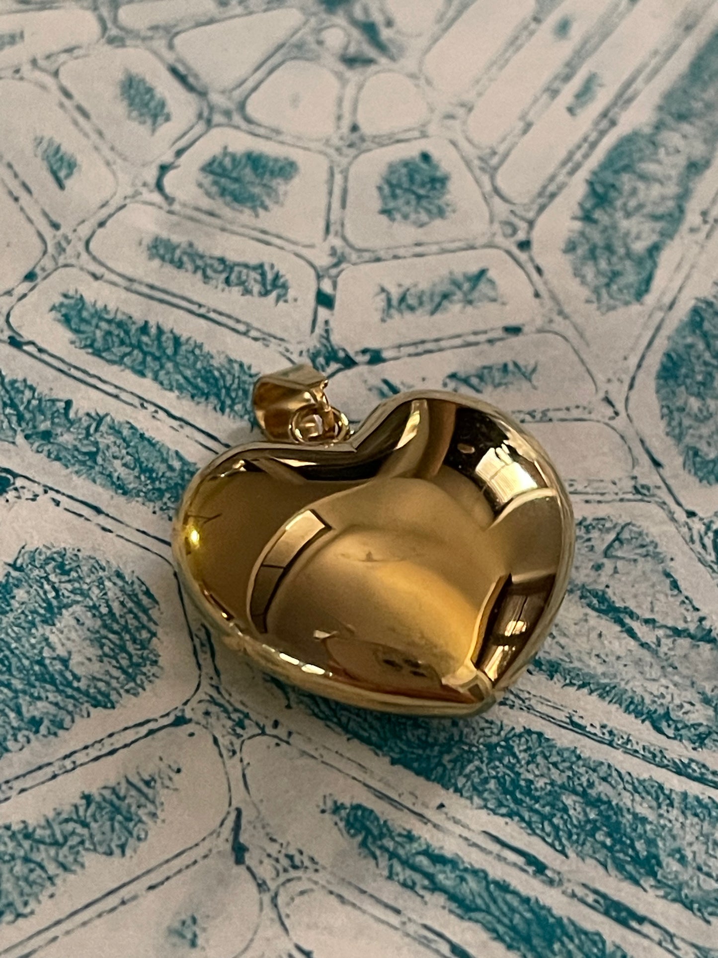 PENDANT PUFFY HEART STAINLESS STEEL STAINLESS STEEL GOLD PLATE 1 PC