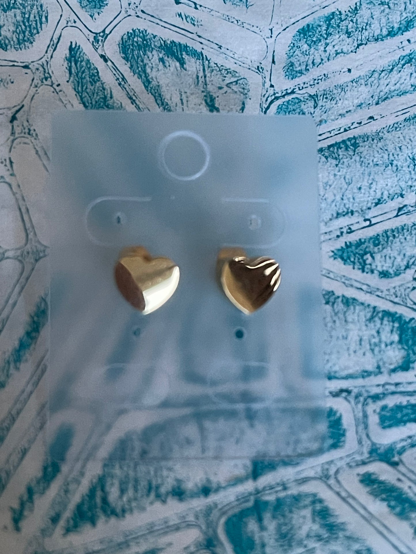 STUD EARRINGS STAINLESS STEEL GOLD HEART MINI 1 PAIR