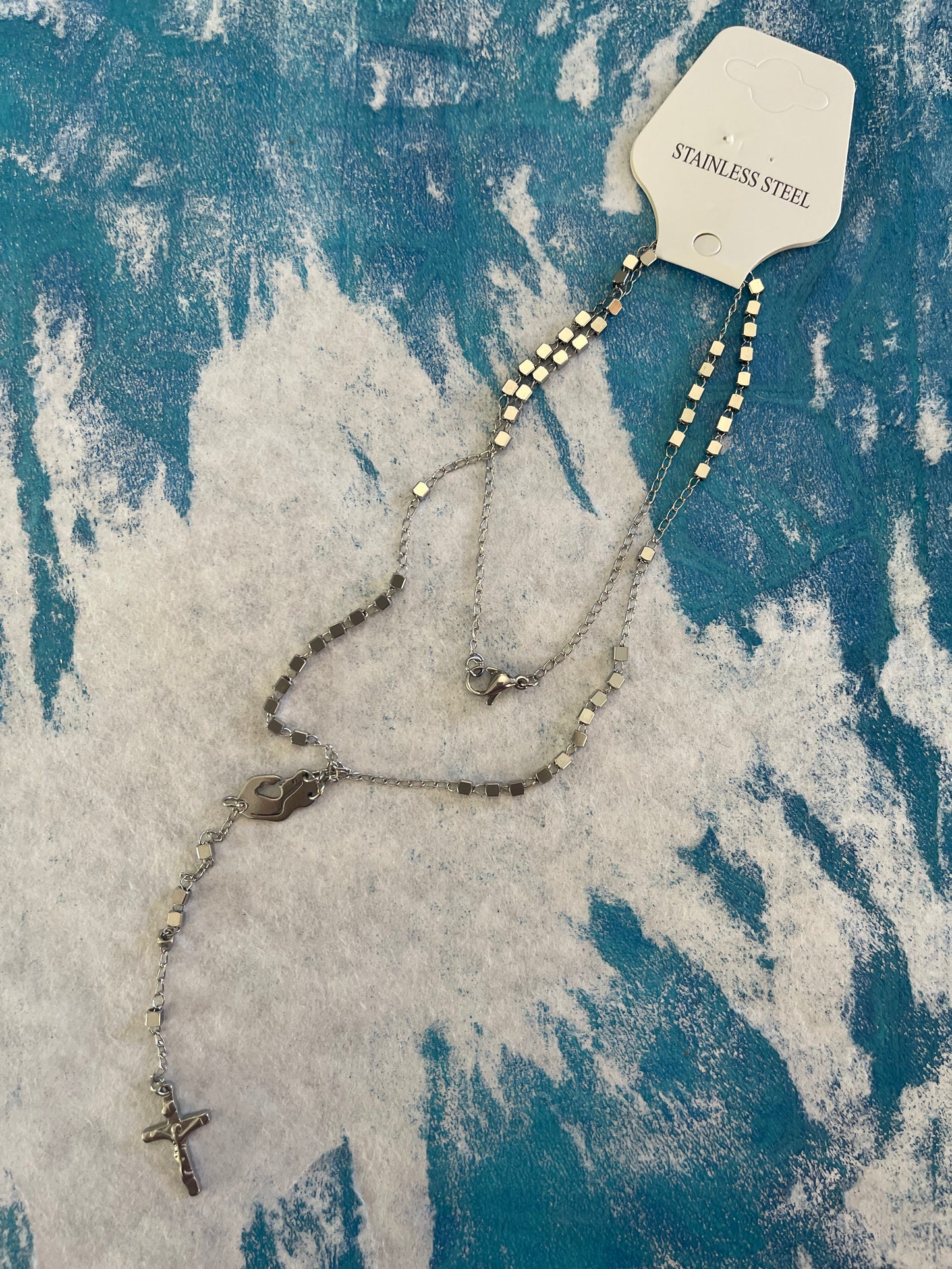 Rosary stainless steel square beads 1 pc