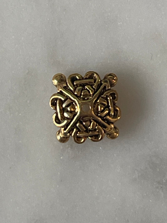 BEAD CAP ANTIQUE GOLD PLATED SQUARE 1 PC