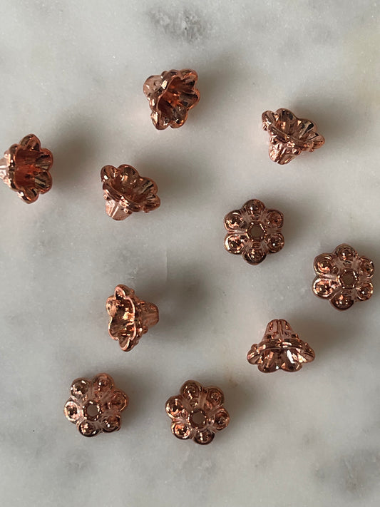 BEAD CAP ROSE GOLD FLOWER 10MM 10 PC