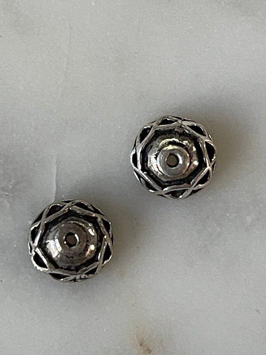 BEAD CAP ANTIQUE SILVER Plate 9X5MM 2 PC