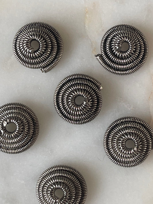 BEAD CAP SPRING CONE ANTIQUE SILVER 6 PC