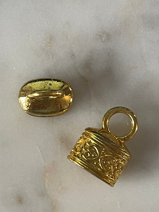 CORD END OVAL ANTIQUE GOLD MATTE KUMIHIMO 2 PC