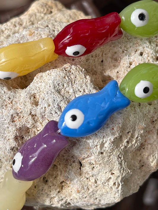 LAMPWORK GLASS FISH 22MM 9 PC