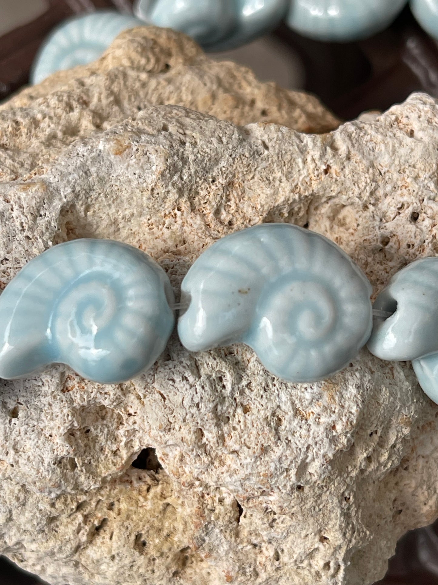 PORCELAIN NAUTILUS SHELL MULTICOLOR 1 STRAND