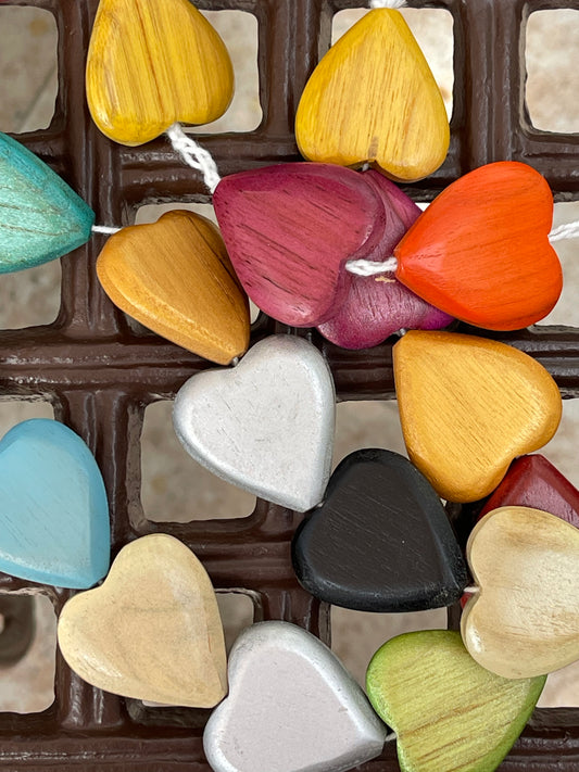 WOOD HEART 40X35MM MIXED COLORS 2 PC