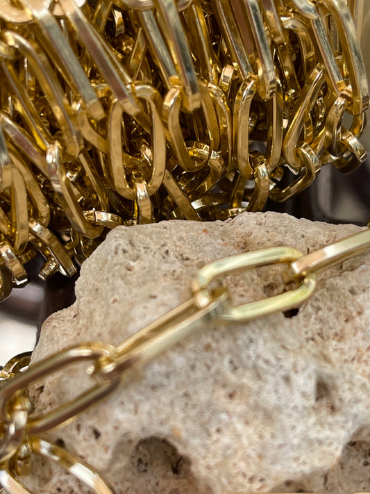 CHAIN ALUMINUM 10X7MM PAPERCLIP GOLD PER FOOT
