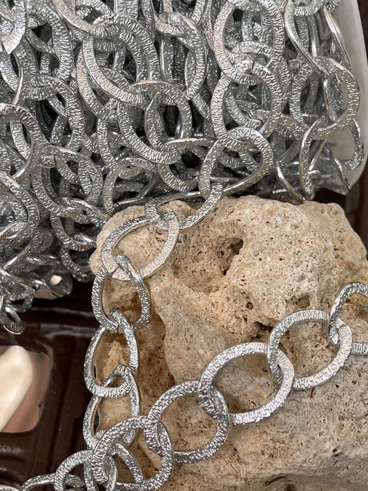 CHAIN ALUMINUM 10X15MM CURB MATTE SILVER PER FOOT