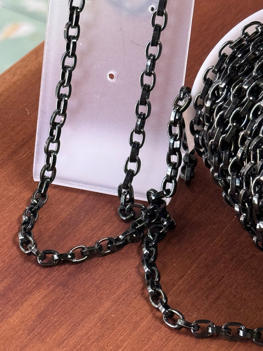 CHAIN ALUMINUM BLACK FLAT OVAL
