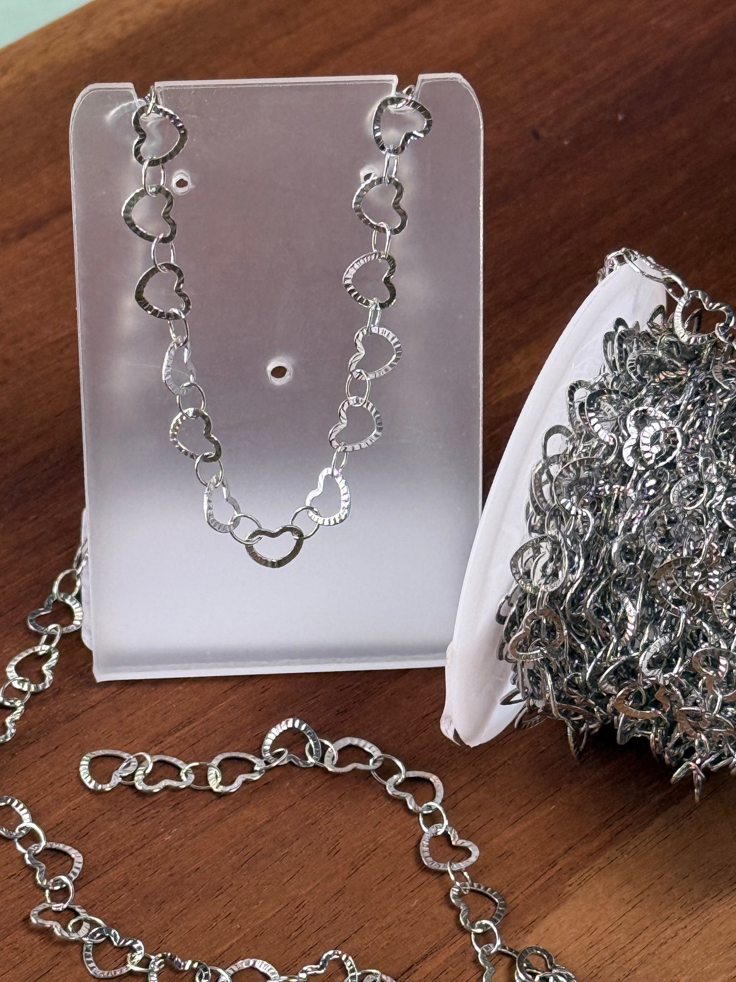 CHAIN STAINLESS STEEL HEARTS 7.5X6.5 MM PER FOOT