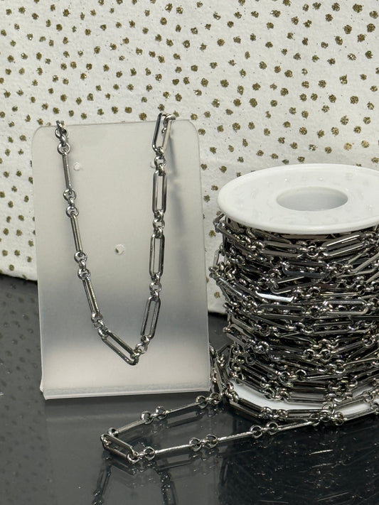 FIGARO CHAIN STAINLESS STEEL 13X4.5 MM PER FOOT