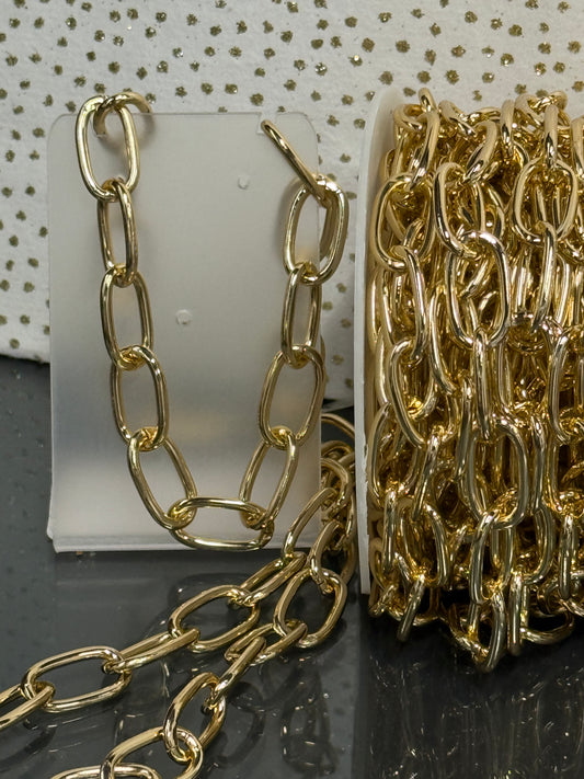 ALUMINUM CABLE CHAIN 20X11MM GOLD PLATE PER YARD