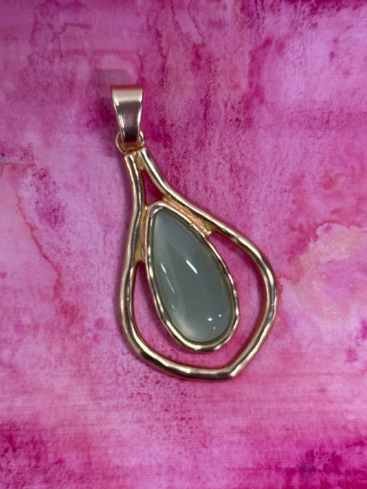 TEARDROP PENDANT MATTE GOLD 66X40 WITH RESIN TURQUOISE 1 PC