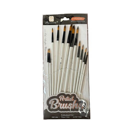 BRUSH SET NYLON ALL ROUNDS 12 PC WHITE HANDLE