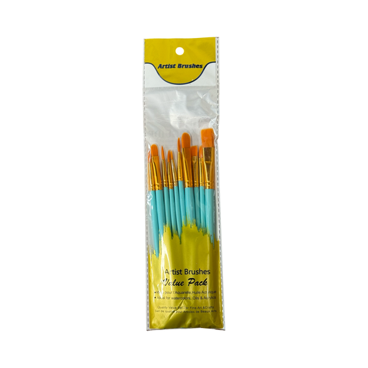 BRUSH SET TURQUOISE HANDLE NYLON 10 PC
