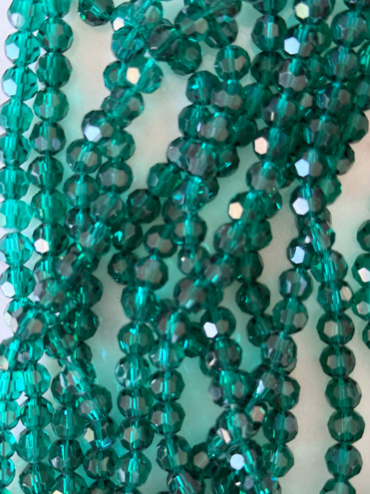 GLASS 6MM ROUND SEA GREEN 1 STRAND