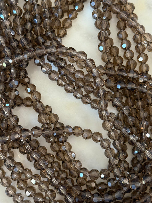 GLASS 6MM ROUND GRAY 1 STRAND