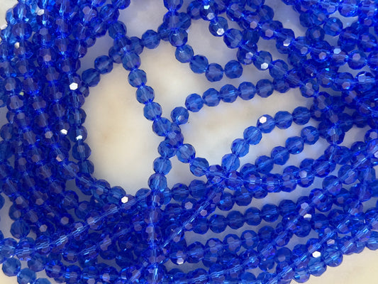 GLASS 6MM ROUND BLUE 1 STRAND