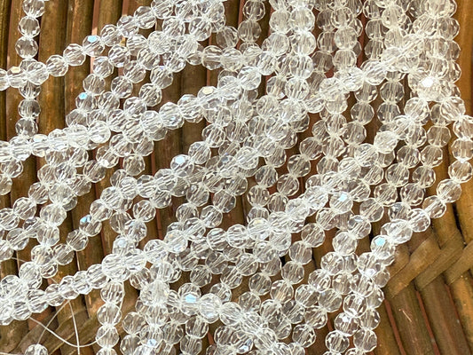 GLASS 6MM ROUND CLEAR 1 STRAND