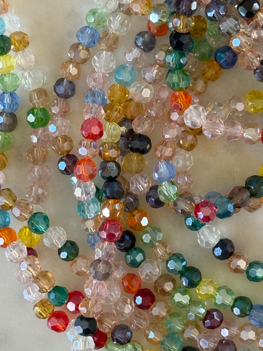 GLASS 4MM ROUND MULTICOLOR 1 STRAND