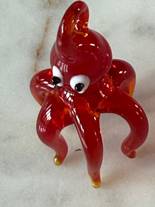 LAMPWORK GLASS RED OCTOPUS PENDANT 49MM 1 PC