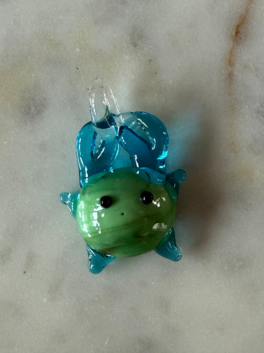 LAMPWORK GLASS PENDANT GREEN CRAB 41MM 1 PC