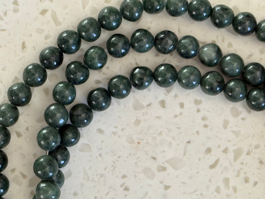 JADE 6MM ROUND DARK GREEN ABOUT 58 BEADS PER 1 STRAND