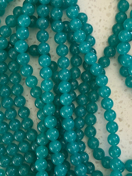 MALAYSIA JADE 8MM ROUND LIGHT SEA GREEN 1 STRAND