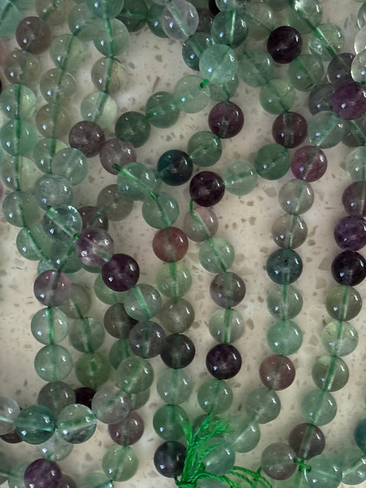 FLUORITE 8MM ROUND ABOUT 49 BEADS PER 1 STRAND