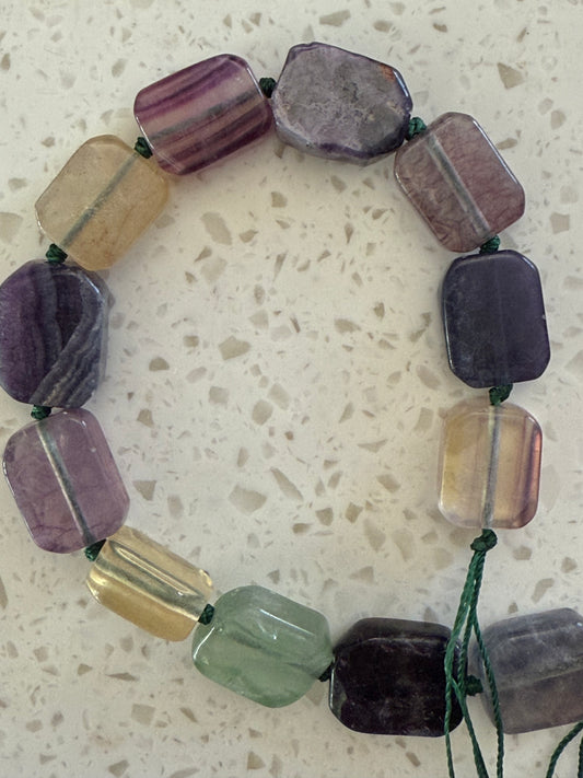 FLUORITE 15X10MM RECTANGLE ABOUT 11 BEADS PER 1 STRAND