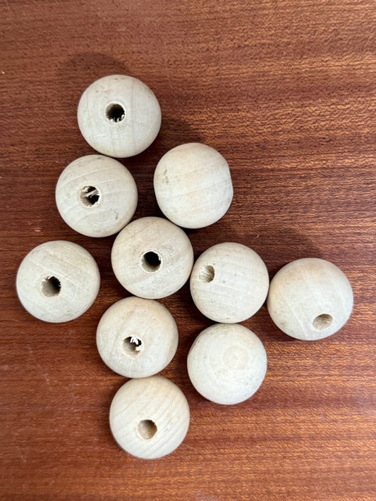 WOODEN BEADS ROUND 25MM 10PC